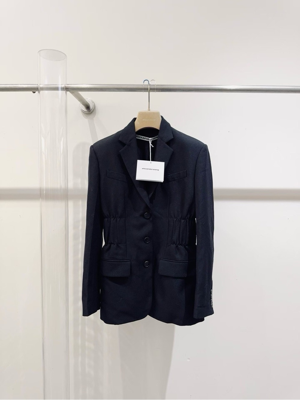 🚩steal Alexander Wang Navy Elastic-Waist Blazer